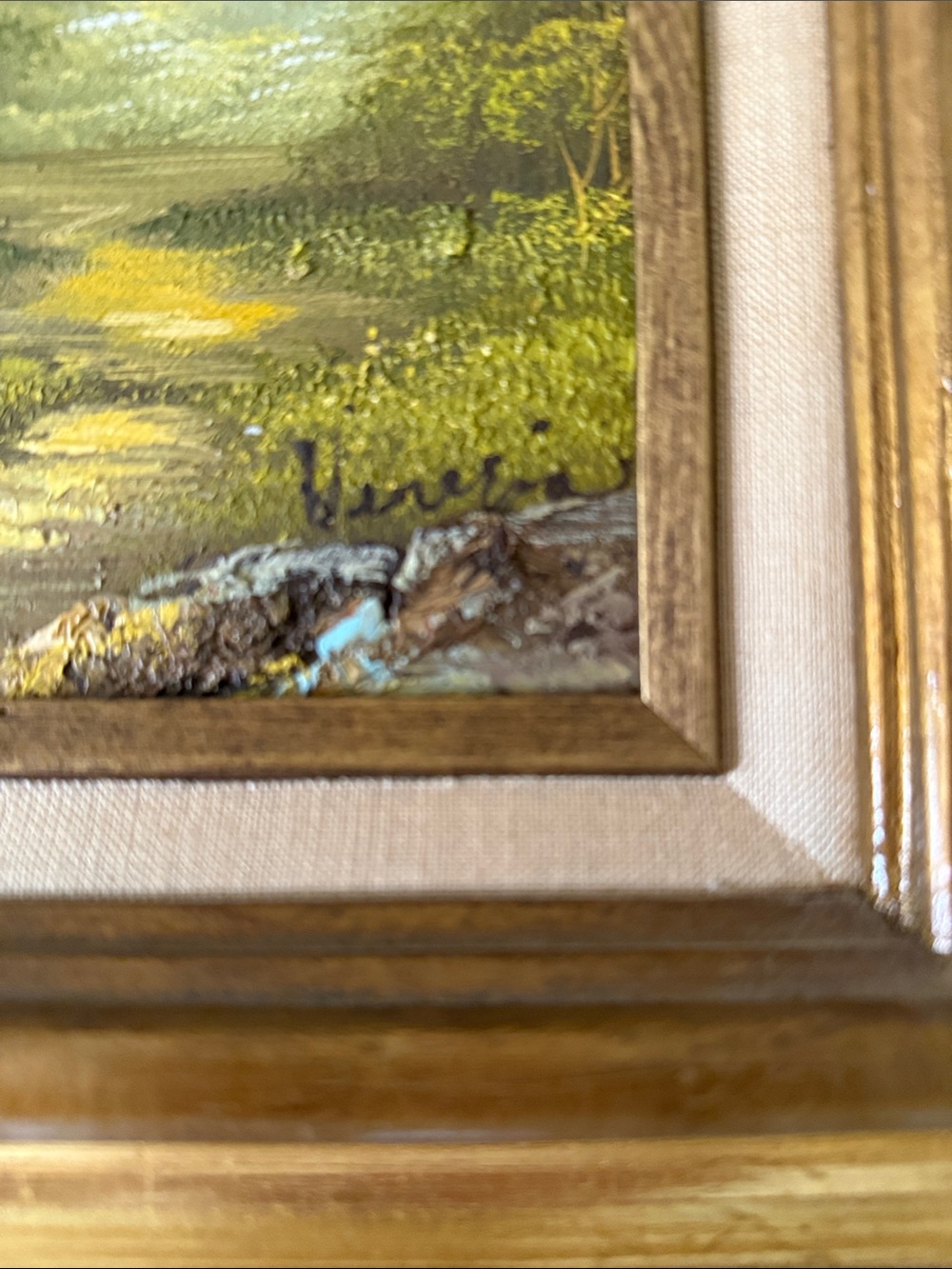 Vintage Original Painting in wooden Frame on Canvas - Picture 7 of 10